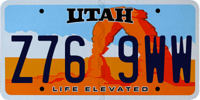 UT license plate Z769WW