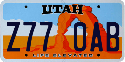 UT license plate Z770AB