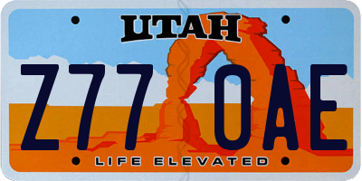 UT license plate Z770AE