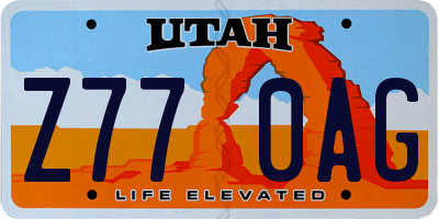 UT license plate Z770AG