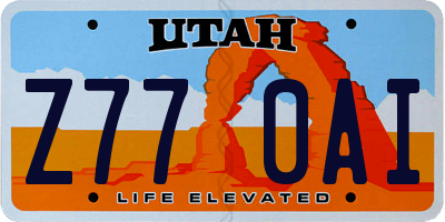 UT license plate Z770AI