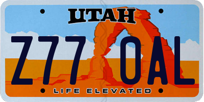 UT license plate Z770AL