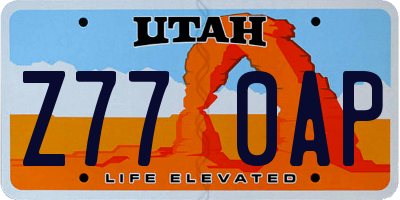 UT license plate Z770AP