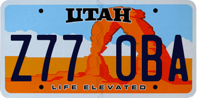 UT license plate Z770BA