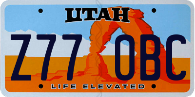 UT license plate Z770BC