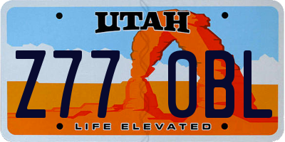 UT license plate Z770BL