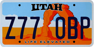 UT license plate Z770BP