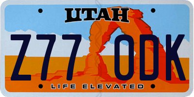 UT license plate Z770DK