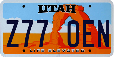 UT license plate Z770EN