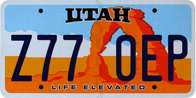 UT license plate Z770EP