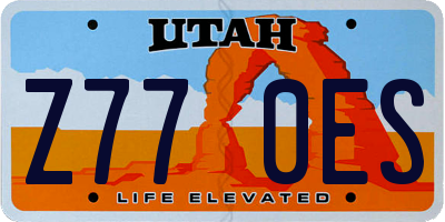 UT license plate Z770ES