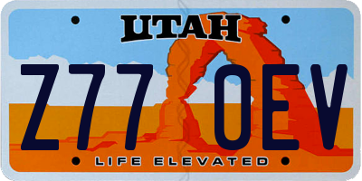 UT license plate Z770EV