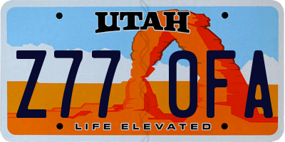 UT license plate Z770FA