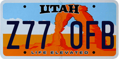 UT license plate Z770FB