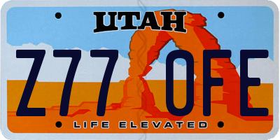 UT license plate Z770FE