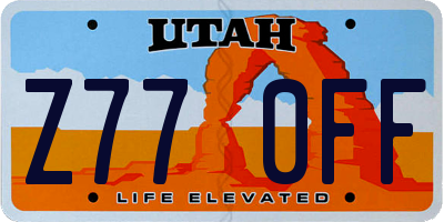 UT license plate Z770FF