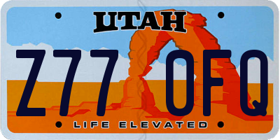 UT license plate Z770FQ