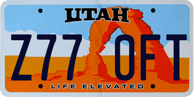 UT license plate Z770FT