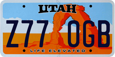 UT license plate Z770GB