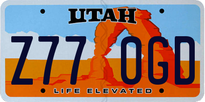 UT license plate Z770GD