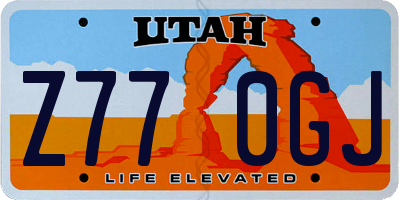 UT license plate Z770GJ