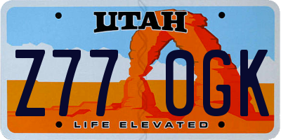 UT license plate Z770GK