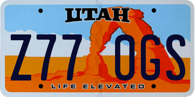 UT license plate Z770GS