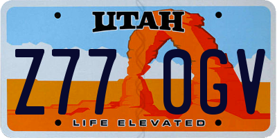 UT license plate Z770GV