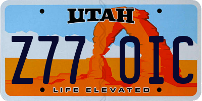 UT license plate Z770IC