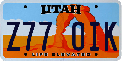 UT license plate Z770IK