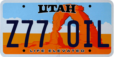 UT license plate Z770IL