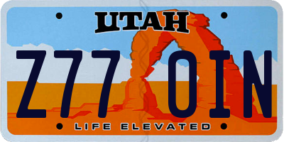 UT license plate Z770IN