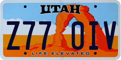 UT license plate Z770IV