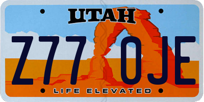 UT license plate Z770JE
