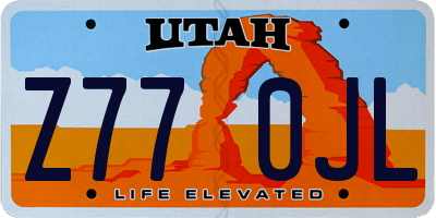 UT license plate Z770JL