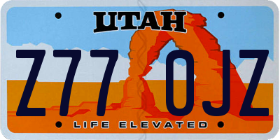 UT license plate Z770JZ