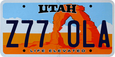 UT license plate Z770LA