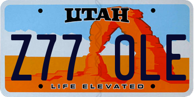 UT license plate Z770LE