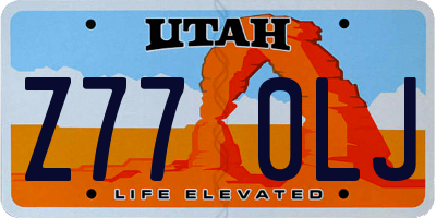 UT license plate Z770LJ