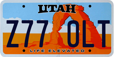 UT license plate Z770LT