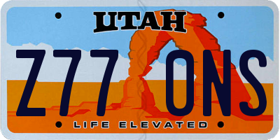 UT license plate Z770NS
