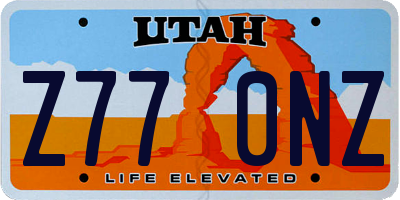 UT license plate Z770NZ