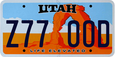 UT license plate Z770OD