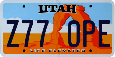UT license plate Z770PE