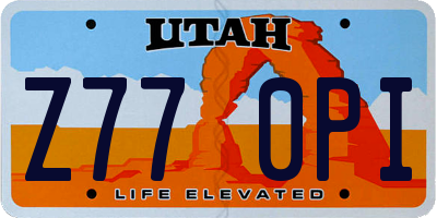 UT license plate Z770PI