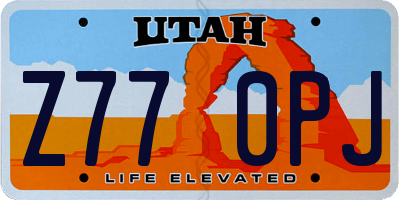UT license plate Z770PJ