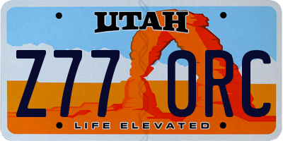 UT license plate Z770RC