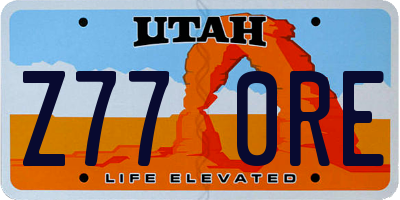 UT license plate Z770RE