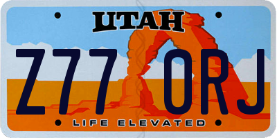 UT license plate Z770RJ