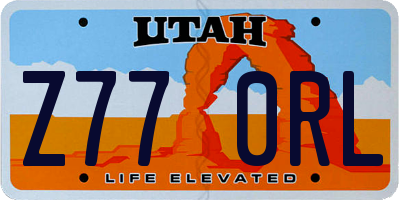 UT license plate Z770RL